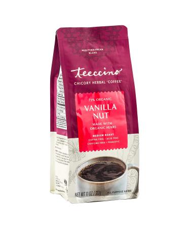 Teeccino Chicory Coffee Alternative - Vanilla Nut - Ground Herbal Coffee Thats Prebiotic Caffeine Free  Acid Free Medium Roast 11 Ounce