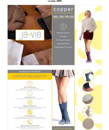 JAVIE Copper Crew Socks - Men & Women Sports Wicking Moisture Workout Training Socks - Diabetic Non-binding Seamless Toe - 5 Pairs - Medium - Black, Fuchsia, Blue - Buy Online on GoSupps.com