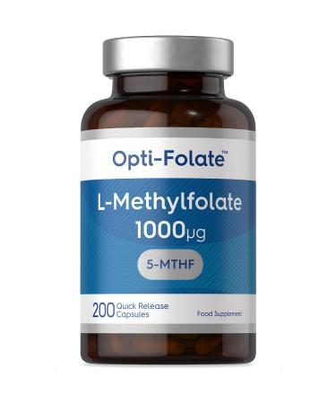 L-Methylfolate 1000ug | 200 Capsules | 5-MTHF Folate Supplement | Active Form of Folic Acid | by Opti-Folate