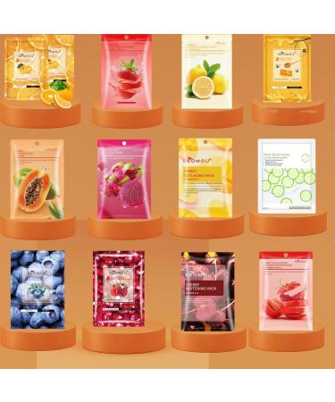 Pack of 13 Hydrating Facial Masks - Orange Strawberry Lemon Honey & More - Revitalize Your Skin - Buy Online on GoSupps.com