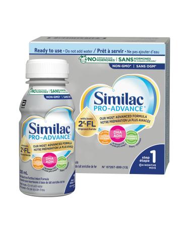 Similac Pro-Advance Step 1 Baby Formula Our Closest Formula to Breast Milk with 2 -FL Easy To Digest 0+ Months Ready to Feed 16 x 235 mL
