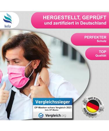 Kela OP Mask - 100x Pink Medical Masks | Made in Germany | Oeko-Tex Standard | Premium Respiratory Protection Masks - MNS Type IIR Disposable Masks 100 Pack - Buy Online on GoSupps.com