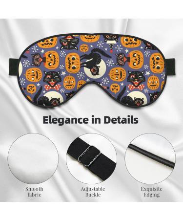 Spooky Cats & Halloween Pumpkins Eye Mask - Soft Sleep Blindfold with Elastic Strap for Travel & Night Sleeping - Buy Online on GoSupps.com