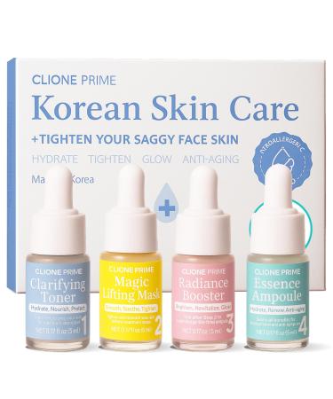 Korean Skin Care Set For Women - Gift For Women Korean Anti Aging Skin Care Products Lifting Firmness & Hydration Essence Mask Booster & Ampoule Set for Radiant Smooth Looking Skin