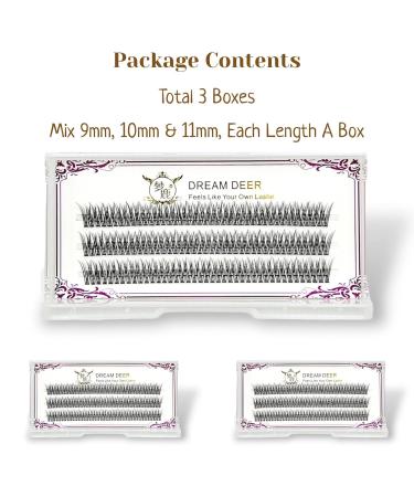 CB 3 Trays Cluster Eyelash Extensions - DIY Individual False Eyelashes C Curl Mermaid Fishtail 9-10-11mm Mixed Volume Lashes - Buy Online on GoSupps.com