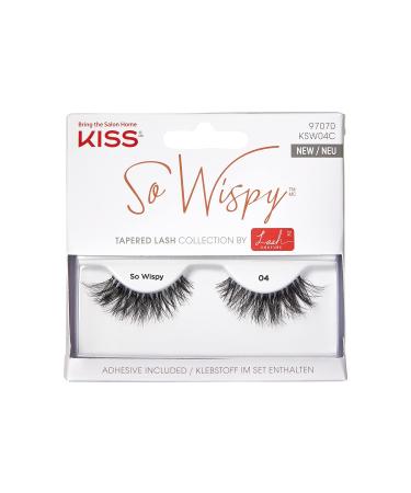Kiss Lash Couture So Wispy Collection 1 Pair of Volumizing Fake Lashes Style 04 with Tapered Ends and Aloe Infused Lash Glue