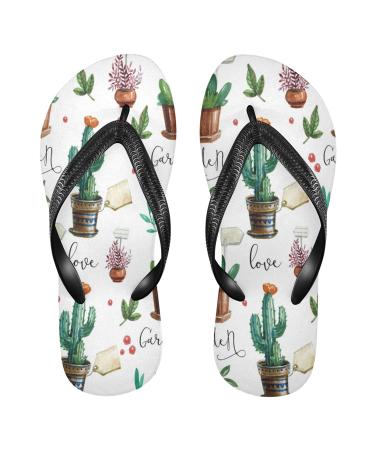 Mnsruu flip-flops with water-colored flowers cactus plants for home hotel spa bedroom travel s for men and women Small multicolored