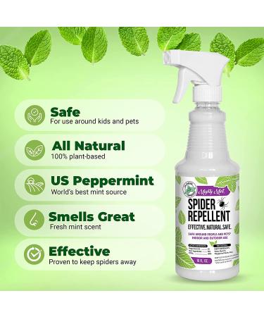 Mighty Mint 16oz Spider Repellent Peppermint Oil Spray - Natural Killer and Deterrent for Spiders and Insects - Buy Online on GoSupps.com