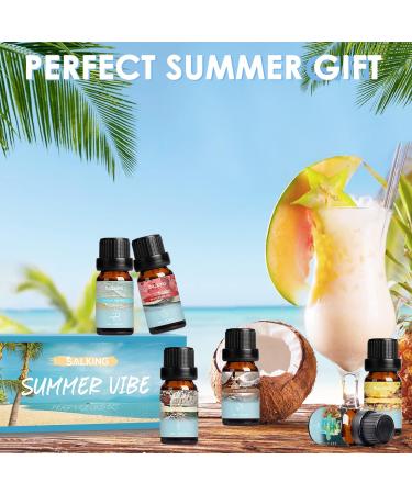 Salking Summer Essential Oils Set - 6x10ml 100% Pure Aromatherapy Fragrance Oils for Diffuser Humidifier & Massage - Coconut Pineapple Watermelon Marine Brizz Mojito Vanilla Ice Cream - Buy Online on GoSupps.com