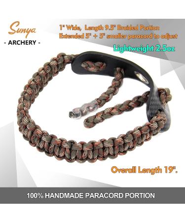 SUNYA Archery Bow Wrist Sling - 550 Paracord Strap with Full Grain Leather Yoke - Multiple Camo Colors - Fits Compound Bow Stabilizer DS Dark Camo - Buy Online on GoSupps.com