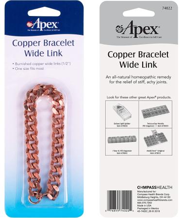 Apex Copper Bracelet Wide Link Size 9 - Burnished Copper | Folk Remedy for Joint Pain & Arthritis Relief | One Size Fits All - Buy Online on GoSupps.com