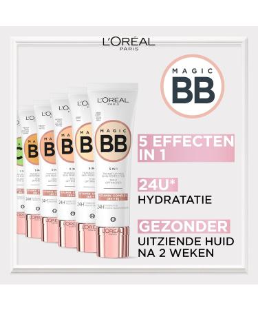 L'Or al Paris Magic BB Cream with SPF 20 5-in-1 Skin Tint with Vitamin B5 and Vitamin E Lightweight Hydrating Formula Adapts to Skin Tone for a Natural Glowy Finish 30 ml Shade: 04 Medium 04 Medium 30 ml (Pack of 5) - Buy Online on GoSupps.com