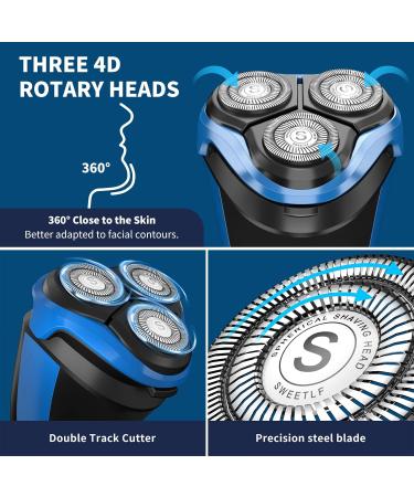 SweetLF Mens Electric Razor Type-C Cordless Rechargeable | 1 Hour Fast Charging | 120Mins Running Time | Wet and Dry Close Shave | 2 Years Warranty | Ideal Gift for Father's Day (Black Blue) - Buy Online on GoSupps.com