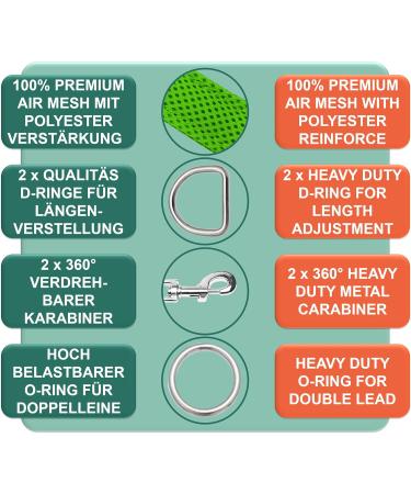Dey Premium Air Mesh Dog Leash 2m - 3-Way Adjustable for All Dog Sizes | Many Colors Available | Double Dog Leash for Puppies & Large Dogs | Green S S/M  - Buy Online on GoSupps.com