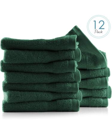 Hearth & Harbor 100% Cotton Washcloths 12 Pack - Ultra Soft & Absorbent - Hunter Green 13x13 - Buy Online on GoSupps.com