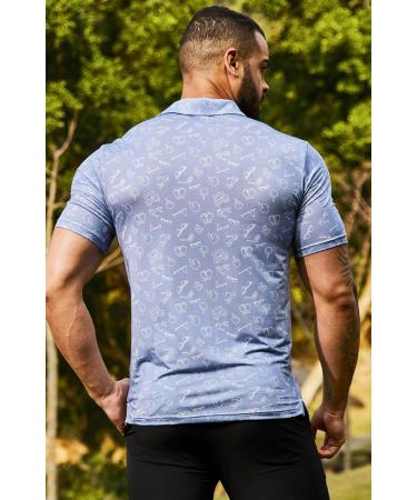 Men's Hawaii Printed Polo Shirt - Casual Short Sleeve Golf & Tennis Shirt - Breathable Blue M - Buy Online on GoSupps.com
