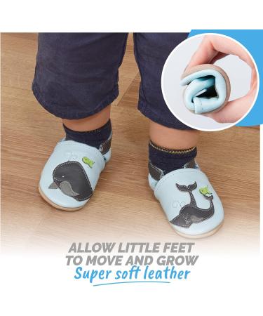 Whale Baby Shoes | Soft Sole Leather Toddler Shoes | Baby Walking Shoes 6-12 Months - Buy Online on GoSupps.com