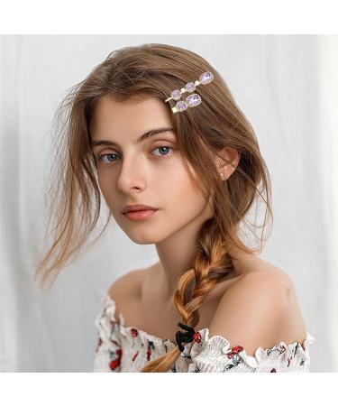 Purple Hair Accessories - 5 Elegant Purple Hair Clips for Women Vintage Diamond Hair Pins Handmade Faux Crystal Bobby Pins Elegant Gold Metal Bobby Pins Gifts for Women Girls - Buy Online on GoSupps.com