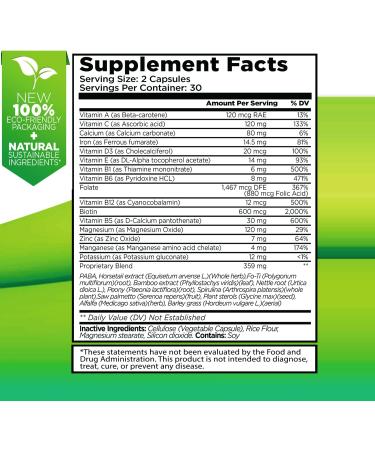 Follicaide Hair Growth Vitamin Supplement for Men and Women - Stop Hair Loss, Thinning, Shedding, and Balding - High Potency Natural Ingredients - Effective for All Hair Types - 60ct ECO PACK - Buy Online on GoSupps.com