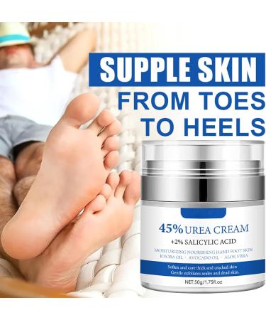 Urea Cream 45 with 2 salicylic acid shea butter foot cream healing foot lotion for dry cracked skin and rough callused feet moisturizing for the foot care of men and women 50 ml - Buy Online on GoSupps.com