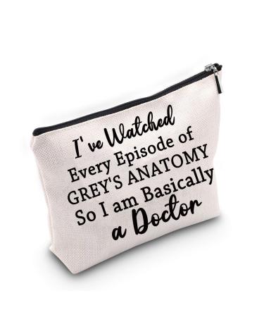 Tsoto gray's anatomy inspired gift funny doctor make-up bag TV show gift i've watched every episode of gray's anatomy so i am basically a doctor cosmetics bag make-up travel case