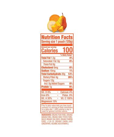 HAPPYTOT Organics Super Foods Stage 4 Pears Bananas Sweet Potatoes Pumpkin + Chia 4.22oz Pouch (Pack of 16) - Buy Online on GoSupps.com