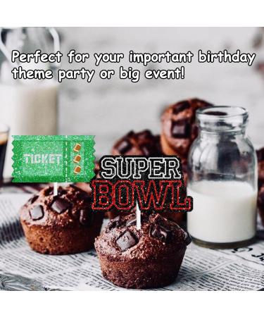 Trophy Rugby Ball Dessert Cupcake Topper Super Bowl Touchdown Sport Game Day Theme Decor Supplies Men Boys Happy Birthday Party Decorations set 18pcs Glitter - Buy Online on GoSupps.com