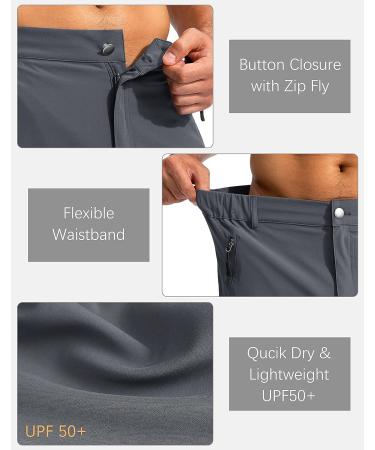 Pudolla Men's Lightweight Hiking Cargo Shorts - Deep Grey, Large - Buy Online on GoSupps.com