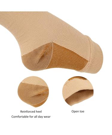 High Elastic Compression Socks with Zipper | Soft Nylon Washable Open Toe | Reusable Calf Support Stockings for Men & Women (L XL Skin Color) - Buy Online on GoSupps.com