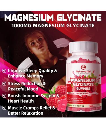 Magnesium Glycinate Gummies 1000mg - Sugar Free Magnesium Potassium Supplement with Vitamin D B6 CoQ10 for Calm Mood & Sleep Support - 90 Raspberry Gummies. Raspberry 90 Count (Pack of 1) - Buy Online on GoSupps.com