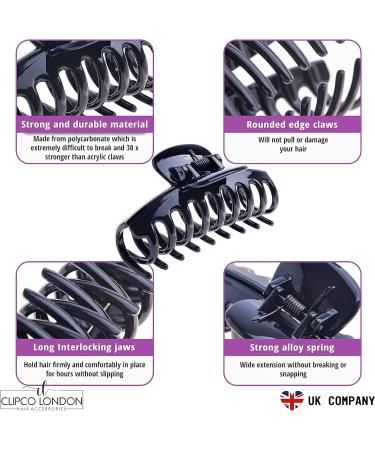 2PCS Non-Slip Hair Claw Clips Set for Women & Girls - Strong Hold, Fine Hair Grip in Black/Brown - Buy Online on GoSupps.com