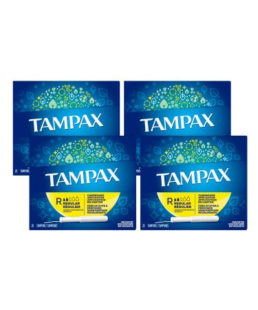 Tampax Cardboard Applicator Tampons, Regular Absorbency, 20 Count, Pack of 4 20 Count (Pack of 4) Regular