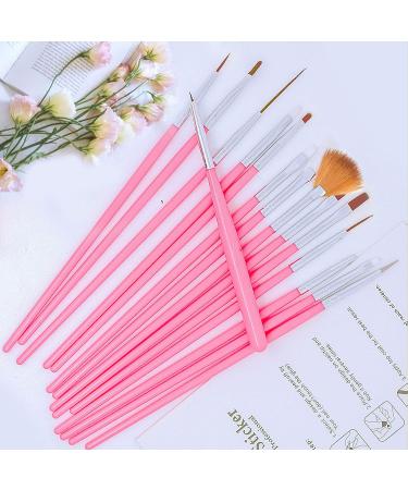AIBEE 20pcs Nail Art Design Tools & 15pcs Brushes Kit with 5pcs Dotting Pens - Pink - Buy Online on GoSupps.com