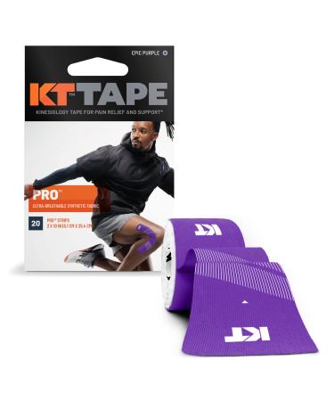 KT Tape PRO Synthetic Kinesiology Therapeutic Athletic Tape, 20 pack, 10 Precut Strips, Epic Purple