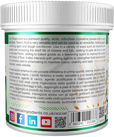 Special Ingredients Tartaric Acid Powder 250g - Premium Quality, Vegan, Non-GMO, Gluten Free - Recyclable Container - Buy Online on GoSupps.com
