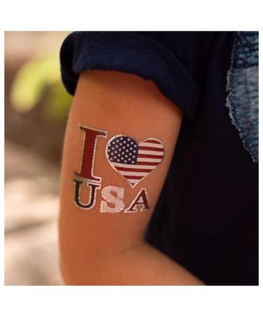 Patriotic Temporary Tattoos | 4th of July Party Supplies | American Flag Red White and Blue Fake Tattoos - Buy Online on GoSupps.com