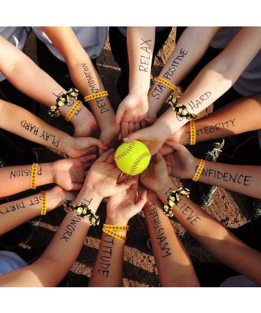 10 Pcs Sport Hair Scrunchies & Silicone Bracelet Set (Softball Pattern) - Buy Online on GoSupps.com