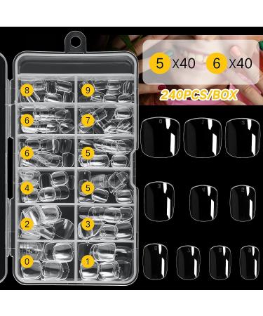 240Pcs Kids Short Clear False Nails - Full Cover Press On Nails for Girls - Fingernail Decoration, 10 Sizes Soft Gel Nail Tips - Buy Online on GoSupps.com