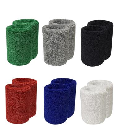 Sports Wristbands Cotton Sweat Bands, for Basketball, Baseball, Running Athletic Sports color combination 1