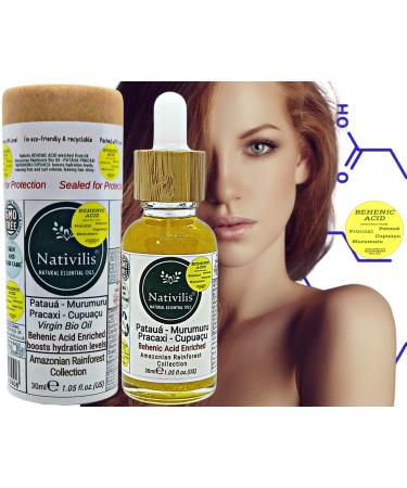Nativilis capillary emollient reconstructor - hair repair treatment enriched from 04 Amazonian Rainforest Bio Oil - Patua Pracaxi Murumuru Cupuacu - boosts hydration levels reducing frizz - Copaiba