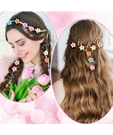 Crystal Small Flower Hair Clips - Set of 12 | Cute Hair Barrettes for Long Braid Hairstyles & Weddings - Buy Online on GoSupps.com