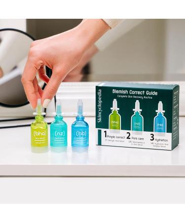Skincyclopedia Blemish Correct Facial Serum Skincare Set with a 2% Salicylic Acid Serum a 10% Niacinamide Face Serum & a 10% Hyaluronic Acid Complex Serum (3 Serums x15ml) for Oily and Blemished Skin - Buy Online on GoSupps.com