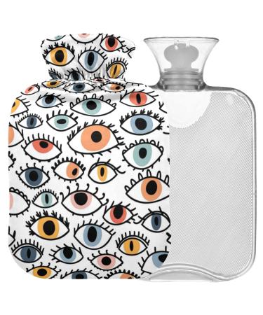 Naanle colored eyes hot water bottle with cover heat and cold therapy transparent hot water bottle 2 l of warm steward for bed hand feet warmer pain relief