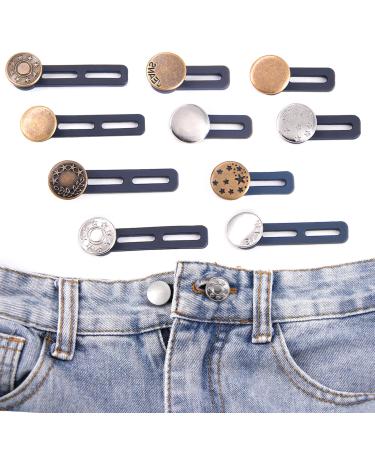 10Pcs Button Extender for Trousers Jeans CTRUEE Elastic Waist Extenders No Sewing Extension Button for Mens & Women Trousers Adjustable Waistband Extender for Pregnancy Pants Skirts Trousers