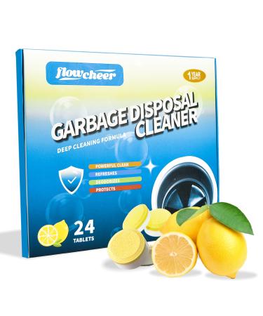 Garbage Disposal Cleaner and Deodorizer Tablets-24 Pack Fresh Lemon Foaming Cleaning Pods-Deep Cleaning Kitchen Sink and Drain-1 Year Supply