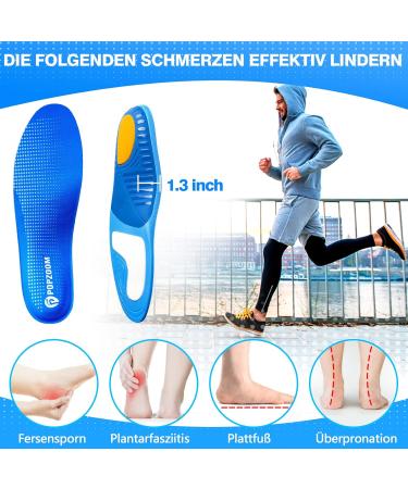 Buy Orthopedic Shoe Inserts for Heel Spur & Flat Feet - Gel Insoles for Foot Pain Relief | Sports Insoles for Men & Women - Blue L (EU45-47) - 30cm - Buy Online on GoSupps.com