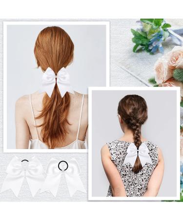 Janinka 40 Pack 8'' Large Cheerleader Hair Bows - White Ponytail Holder Scrunchies for Girls & Women - Ideal for Teen College Outfits, Uniforms & Sports - Buy Online on GoSupps.com
