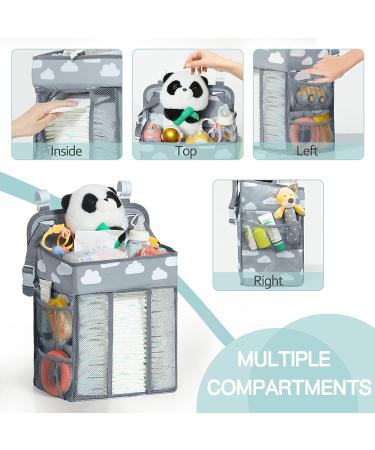 Mloong Diaper Caddy Hanging Organizer for Changing Table - Nursery Diaper Holder for Crib, Car - Diaper Stacker for Newborn Baby Boy & Girl - Light Grey - Buy Online on GoSupps.com