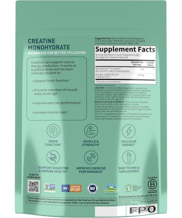 Garden of Life Creatine Monohydrate Powder - Micronized Pre Workout for Men & Women | Probiotics Muscle & Strength Boost 60 Unflavored Servings - Buy Online on GoSupps.com