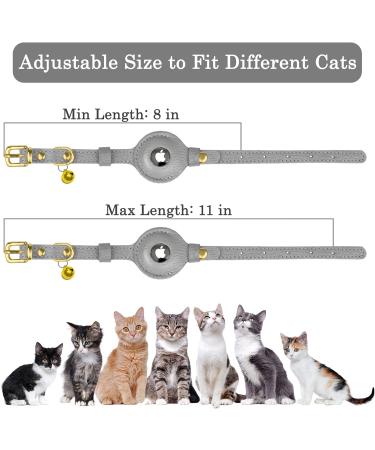 OOPSDOGGY AirTag Cat Collar with Bell - Non Breakaway Leather Kitten Collar with Apple Air Tag Holder - Lightweight Integrated GPS Pet Collars for Girl Boy Cats Small Dogs Puppies (Gray) - Buy Online on GoSupps.com